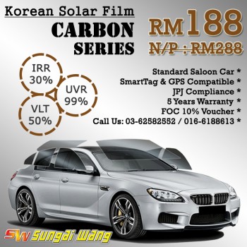 Sahara-X 2Ply IRR30% UVR99% Solar Tinted Film Promo - Carbon Package